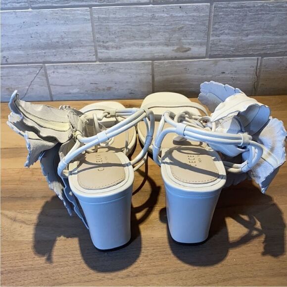 BHLDN Ivory Cecelia NY Hibiscus Heels US 9.5 - Picture 5 of 9